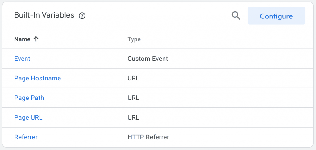 Tag Manager - Configure Built-in Variables